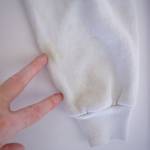 VTG '90s Lee Cotton Blend White Black Will Watch Plymouth Ma Crewneck Sweater L - Picture 9 of 10